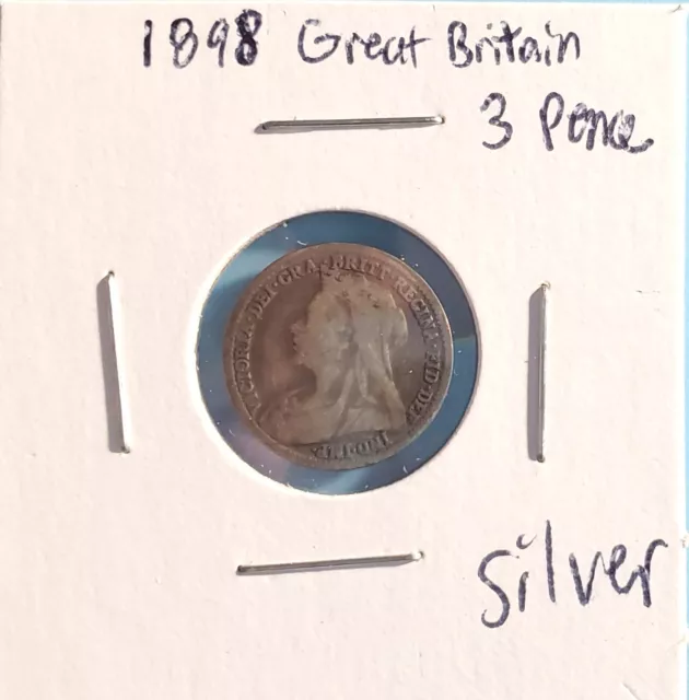 1898 Three Pence UK GB 3 Pence .925 Silver KM# 777