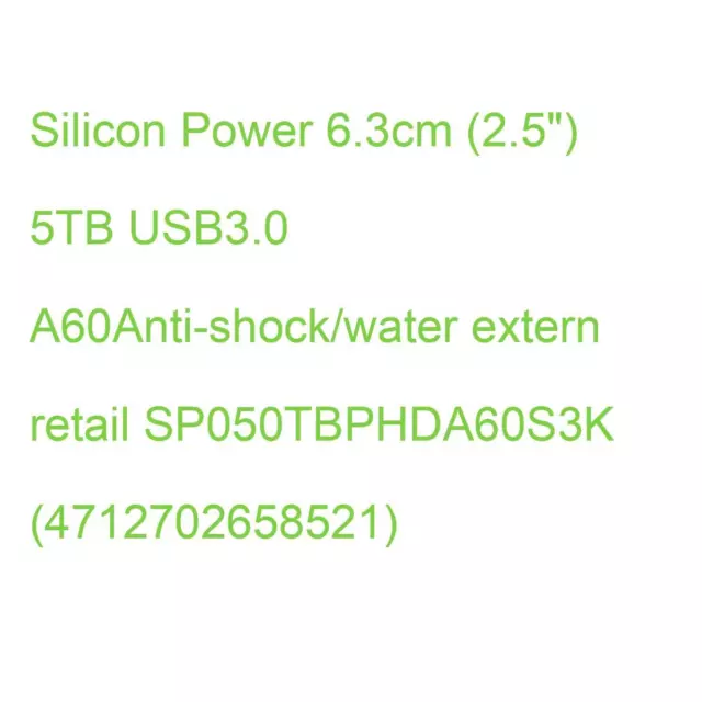 Silicon Power 6.3cm (2.5") 5TB USB3.0 A60Anti-shock/water extern retail SP050TBP