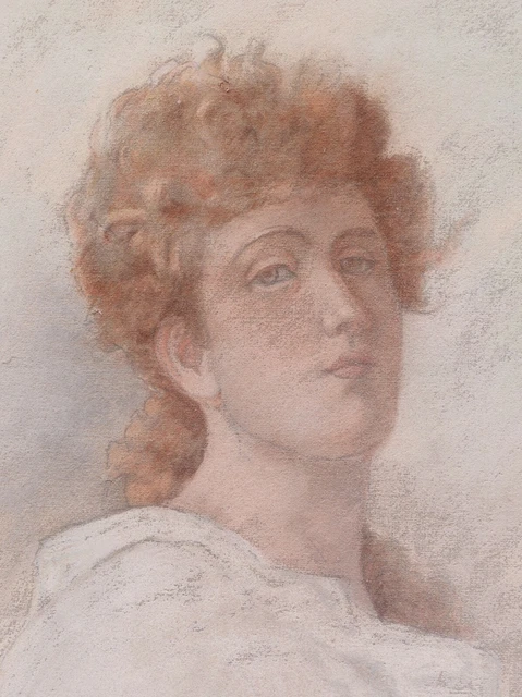 FRENCH OIL PAINTING Drawing Pastel Symbolist Portrait Young Woman £ ...