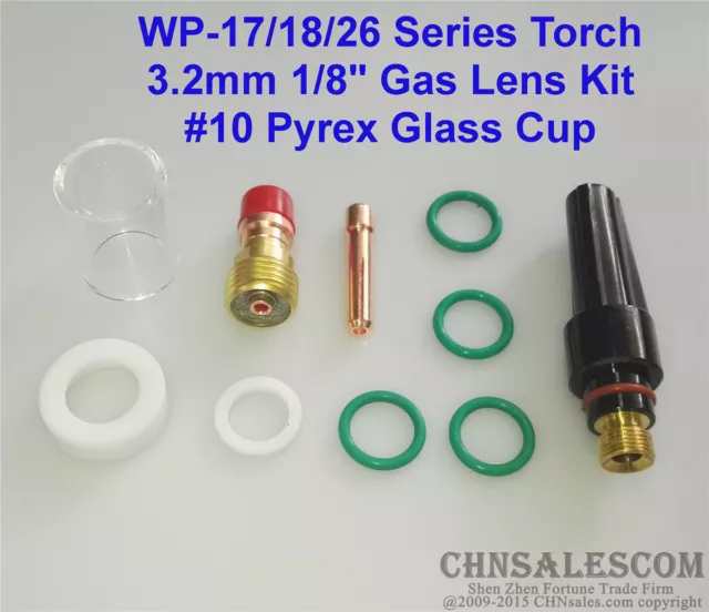 10 pcs TIG Welding Stubby Gas Lens #10 Pyrex Cup Kit  for Tig WP-17/18/26 1/8"