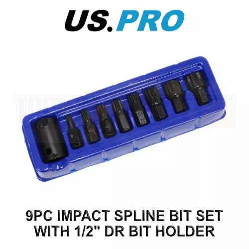 Juego de brocas de spline de impacto US PRO Tools 9 piezas con soporte de brocas DR de 1/2" M6 - M18 3996