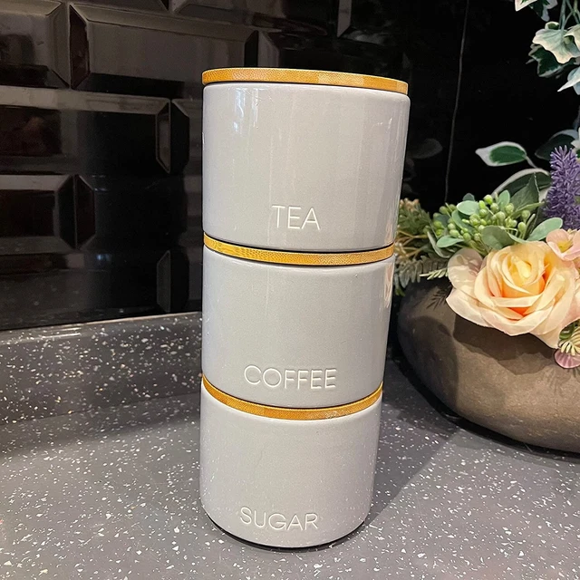 Stacking tea coffee and sugar best sale canisters