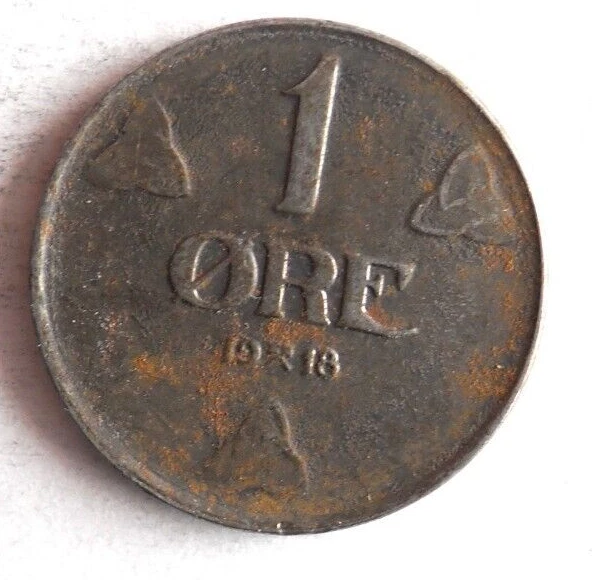 1918 NORWAY ORE - WW1 IRON TYPE - Excellent Coin - FREE SHIP - Bin #708