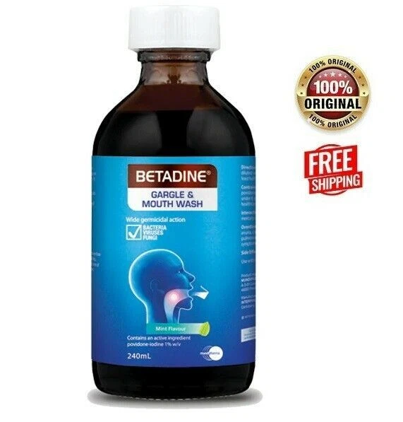 Betadine Gargle & Mouth Wash 240ml Botella Alivio Dolor de Garganta - ENVÍO...