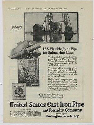 1926 US Cast Iron Pipe Co. Ad: Pile Driver & Dredge on N. Shore Delaware River
