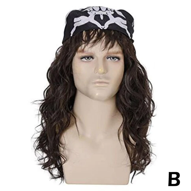 Wig+scarf Multi-color 80/90S Wig For Eddie Munson Cosplay Heavy Punk Rocker L P7