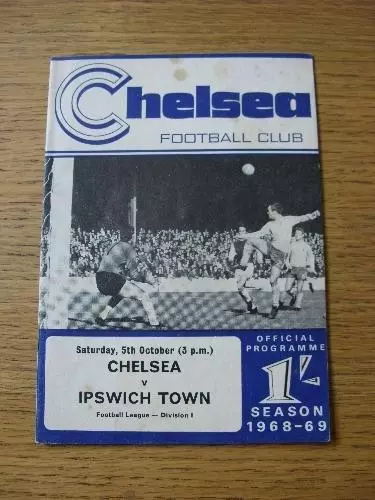 05/10/1968 Chelsea v Ipswich Town  (Light Marks On Covers, Scores Noted on Back,