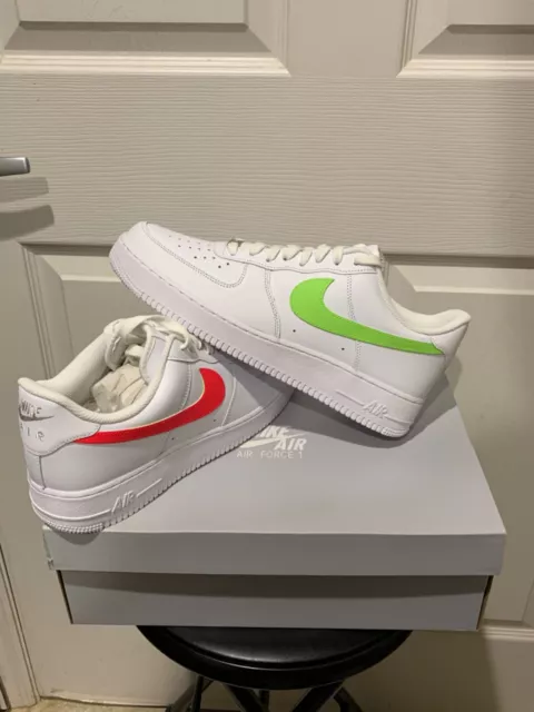 Nike Air Force 1 Low White  (GRINCH GREEN +TAHITIAN PINK Custom Swoosh)