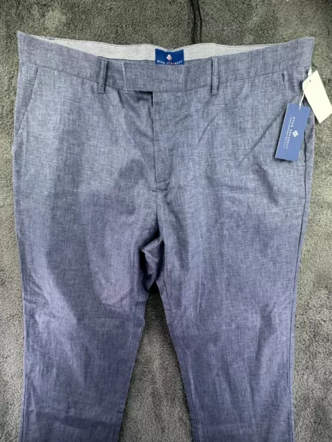 NWT Ryan Seacrest Destination Pants Gray Blue 40x30 $90 Linen Cotton Blend Adult