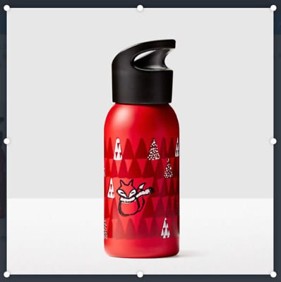 STARBUCKS RED FOX 12 oz Christmas Water Bottle w/2016 Gift Box 