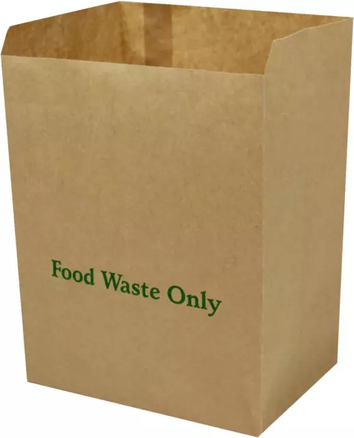 8 Litre x 50 Paper Compostable Bags Kitchen Caddy Liners - Food Waste Bin Liners