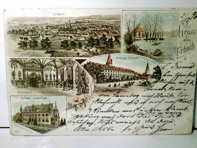 Gruss aus Erbach / Odenwald. Alte, seltene, sehr schöne Mehrbild Litho / AK farb