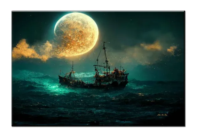 Pirate Ship Oil Painting Picture Printed On Canvas Vintage Home Wall Decor XXV