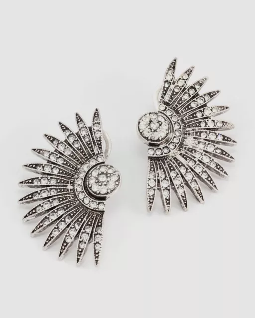 $225 Lulu Frost Women's Silver Beacon Crystal Stud Post Back Fashion Earrings