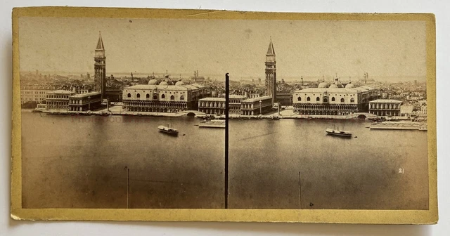 Italien Venedig Panorama Campanile Von Wohl Markusplatz Foto Stereo Vintage