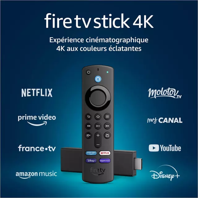 Clé de diffusion Fire TV Stick 4K d' avec télécommande vocale Alexa  53-033479