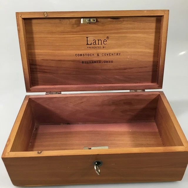 LANE MINI CEDAR Wood Hope Jewelry Box Chest With Key Vintage Sylvania