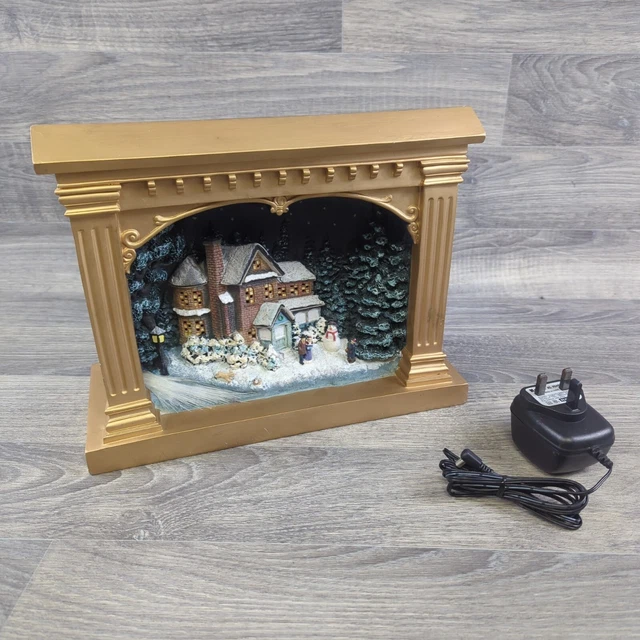 Past Time Fireplace Christmas House Light Up Decoration Mantel Or Wall Mount
