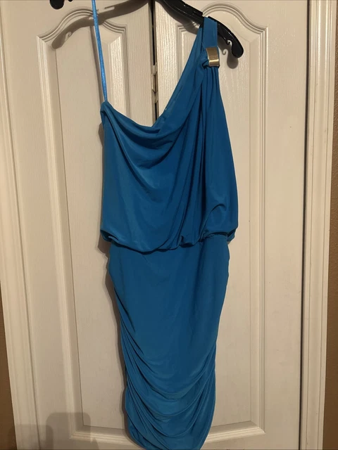 Cache Women's Blue Sleeveless, asymmetrical Dress Size L Cache Women's Blue Sleeveless, asymmetrical Dress Size L