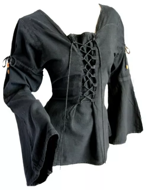 Gothic Mittelalter Larp Magd  Mieder Bluse zum Schnüren 36 38 40 42 44 46