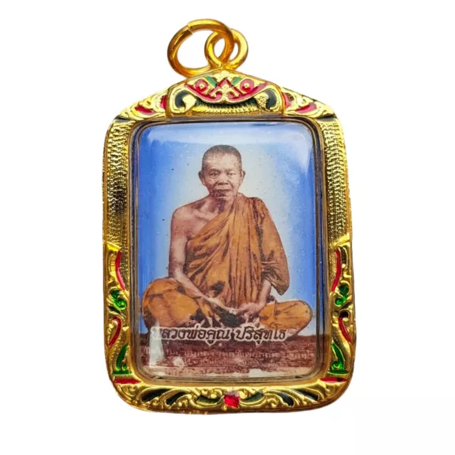 Locket LP Koon Wat Banrai Thai Monk Amulet Pendant Gold Micron Casing