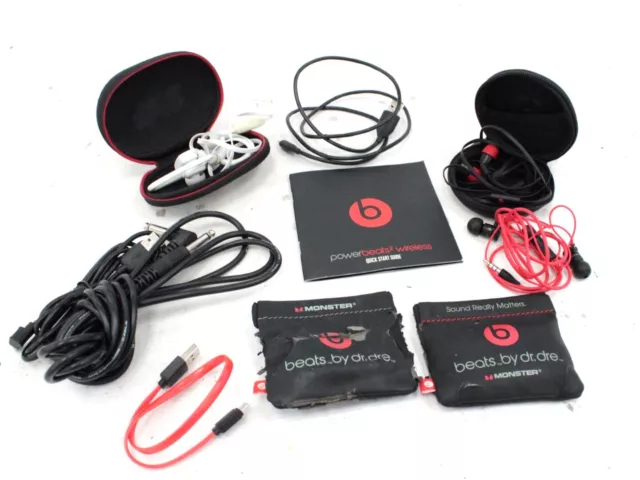BEATS BY DR DRE Wired Earbuds Bundle Inc Earbuds, Cases, Cables Black/Red - F17