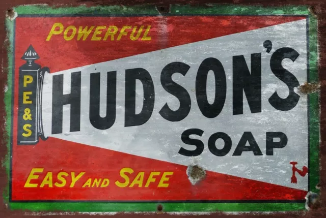 Hudson's Soap Advert Vintage Style Retro Metal Sign, bathroom laundry