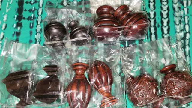 5 Sets Beautiful Finials - Wood and Metal Sets