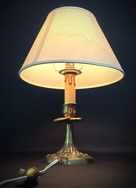 Ancien XXème  pied de lampe en laiton avec abat-jour