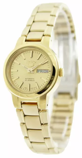 Seiko 5 Automatic 21 Jewels Gold Tone Dial Stainless Steel SYME46K1 Women Watch