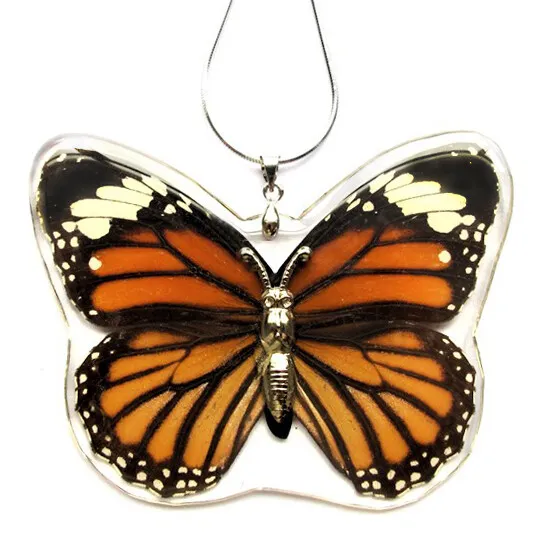 Danaus monarch mimic butterfly wing necklace