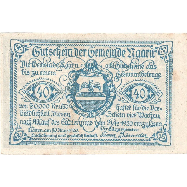 [#287895] Austria, Naarn, 40 Heller, 1920-12-31, AU Mehl:FS 642, a
