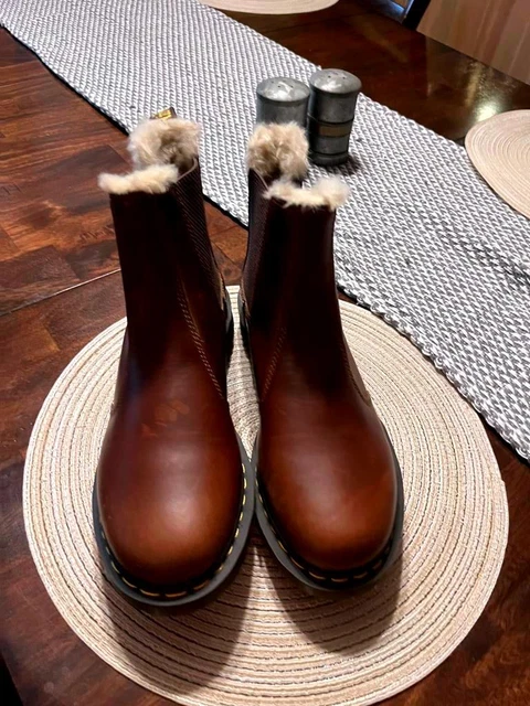 Dr Martens 2976 leonore3 abruzzo faux fur lined boots brown sz 11