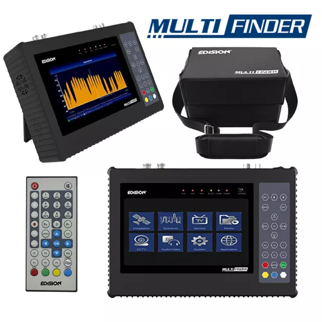 Edision Multi-Finder Messgerät für DVB-S/S2 DVB-T/T2 DVB-C H.265/HEVC 7"Display