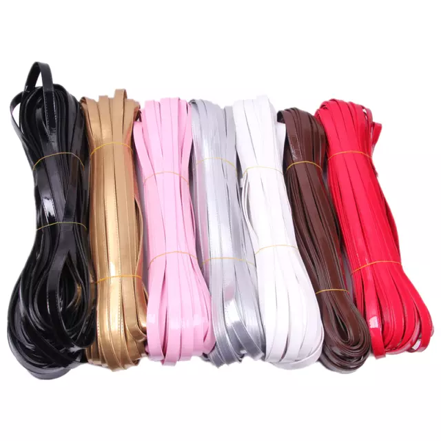 5M Faux Leather Ribbon Metallic Shiny PU Tape Trim for DIY Crafts Bag Pet Collar