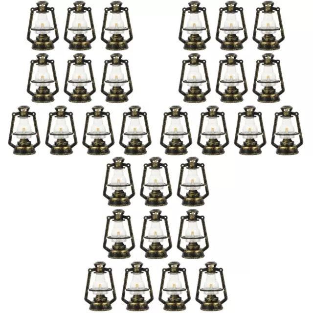 30 Pcs Mini Kerosene Lamp Miniature Lantern Dollhouse Light Props