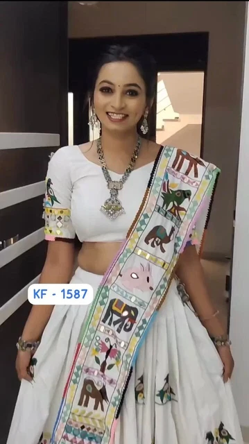 Printed Real Mirror Work Lengha Navratri Lehenga Choli Ghagra Chaniya Choli Sari
