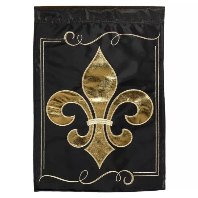 Fleur De Lis House Flag black & gold large