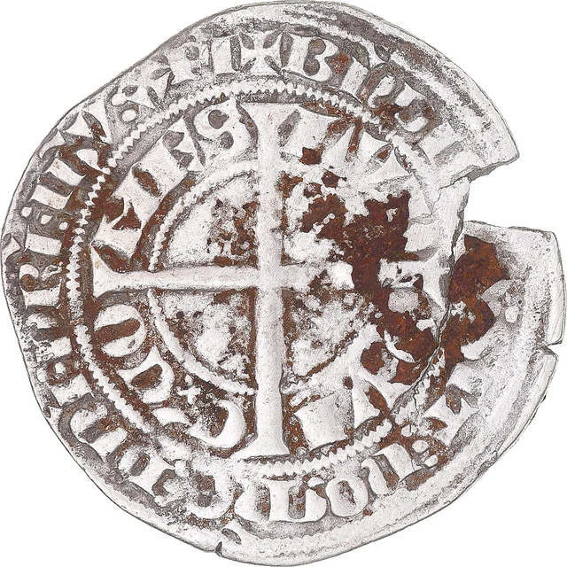 [#342546] Coin, France, Flanders, Louis II de Mâle, Gros, 1346-1384, VF, Sil, ve