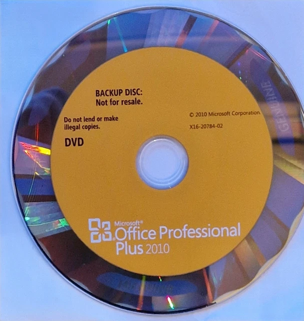 Microsoft Office Professional PLUS 2010 Disk Backup Disc Microsoft Office Professional PLUS 2010 Disk Backup Disc