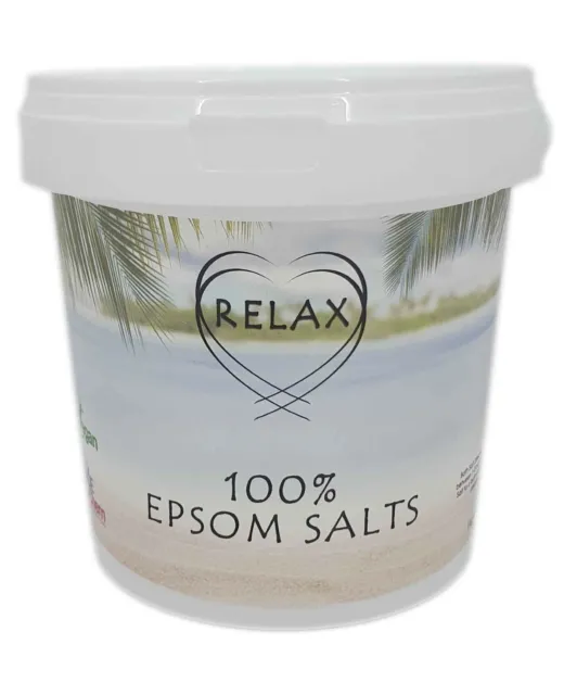 Relax Bath Salts 100% Pure Epsom Salts, Spa Bathing Additive 1kg Tub