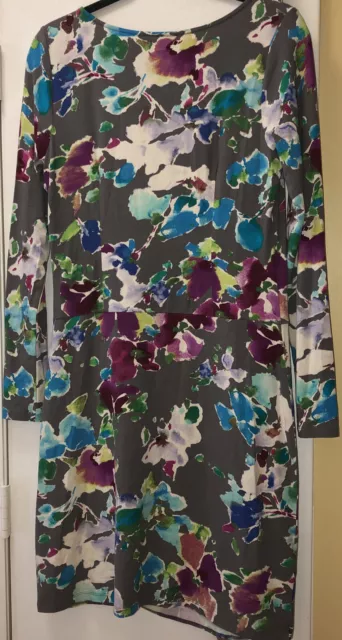 Tommy Bahama SZ M Women's Abissi Violets Stretch  Dress Floral Print Long Sleeve 2