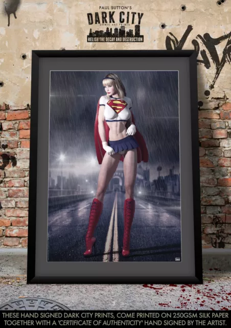 Linda Danvers SEXY Supergirl DC Comic Signed A3 Print Dark City Var. Superman