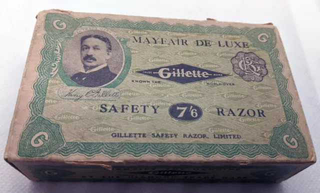 Vintage 1920's Gillette English/British Mayfair De Luxe Safety Razor Set Shipper
