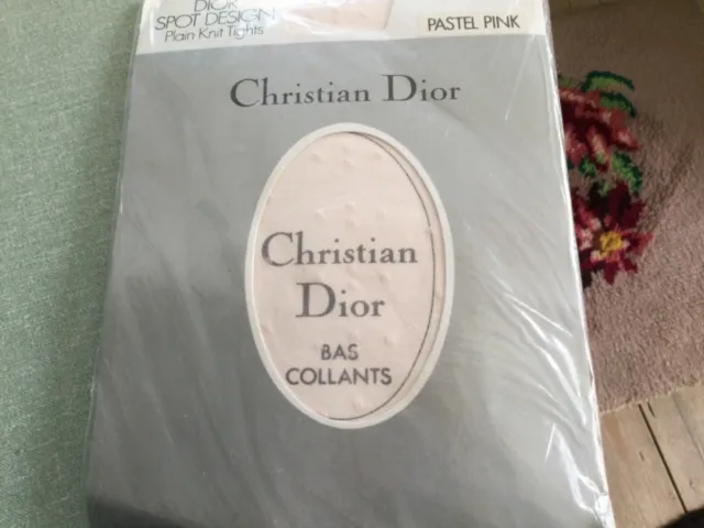 Collant originali vintage Christian Dior design spot. Rosa pastello. Taglia unica