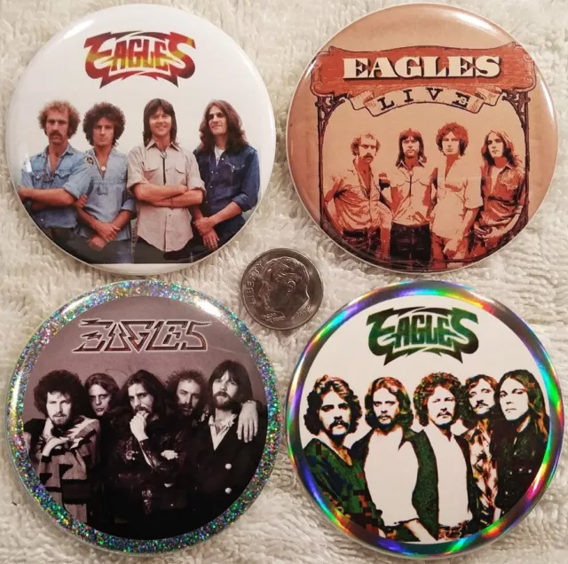 Eagles Band PIN BUTTON LOT 4 Group Photos Don Henley Randy Meisner Glen Frey