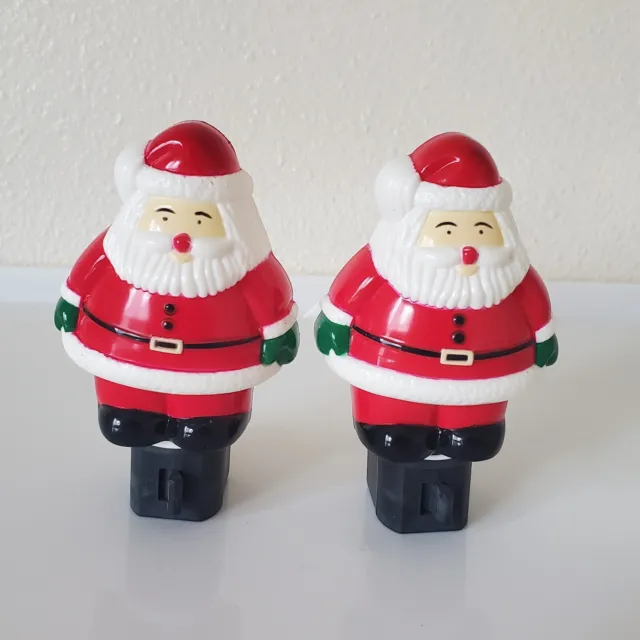 Santa Claus Christmas Night Lights - Tested And Working Lot Of 2 Vintage