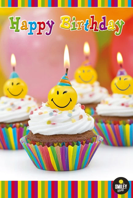 GEBURTSTAG SMILEY Glückwunschkarte im Format 11,5 x 17 cm mit