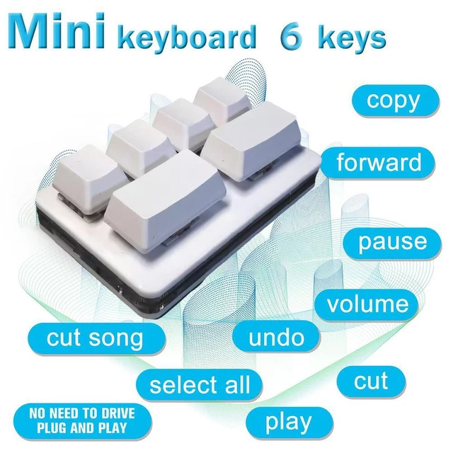 6 KEY MINI Keyboard DIY Programmable Gaming Keypad Customisation V5J5 ...