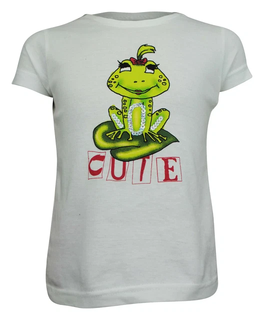 Girls Zara T-Shirt Top Short Sleeve Frog Print White Age 2 to 12 Years